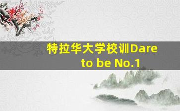 特拉华大学校训Dare to be No.1